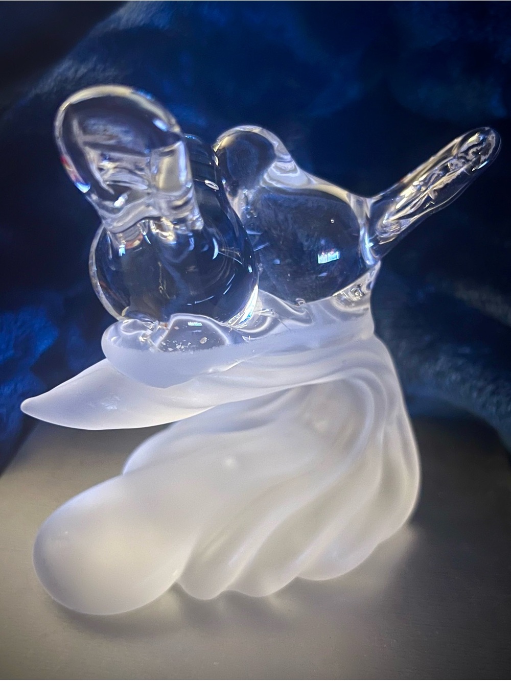 Vintage Crystal Love Bird Figures on frosted base.